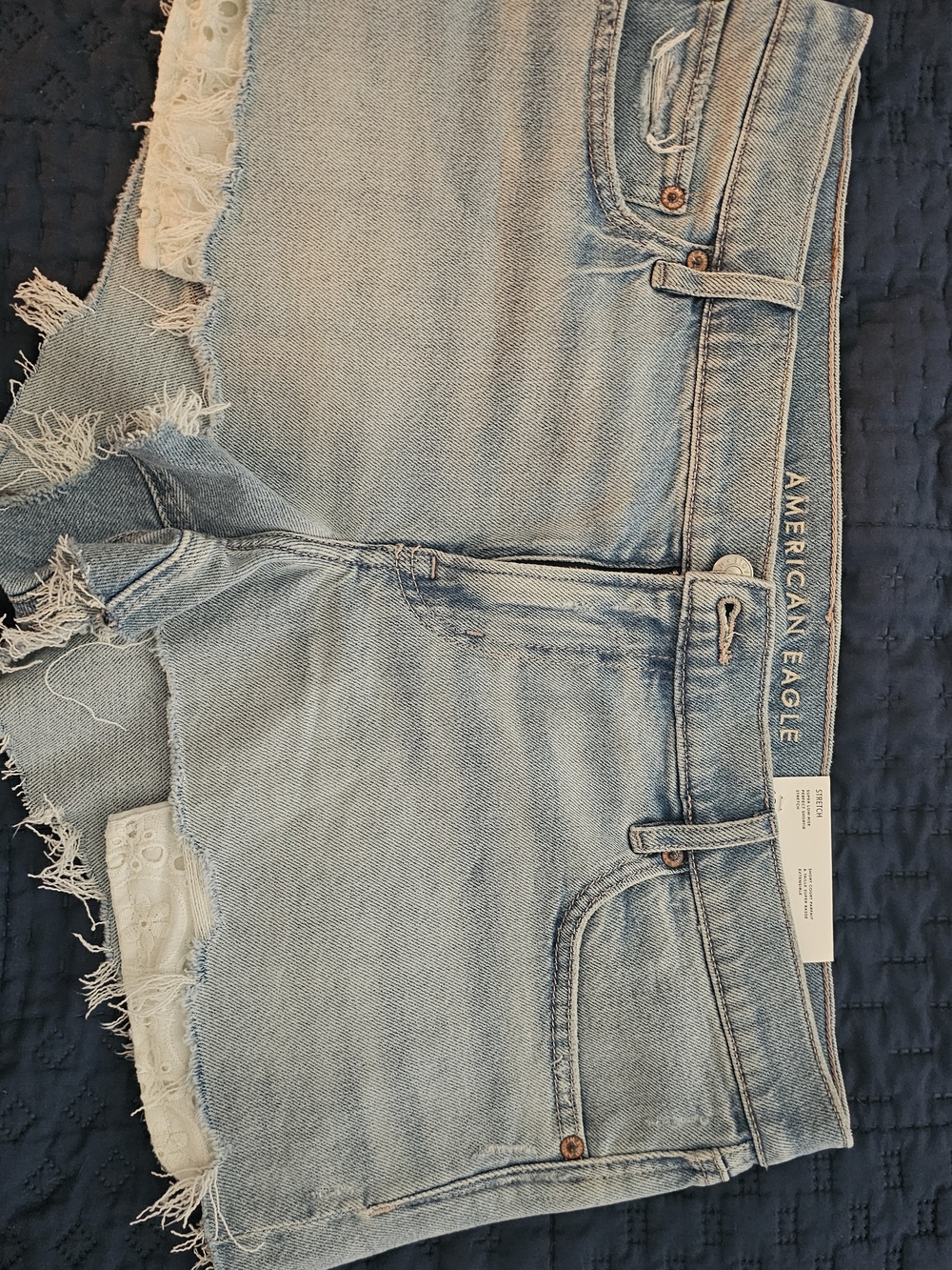 American Eagle Outfitters Light Blue Distressed Denim Cutoff Shorts
